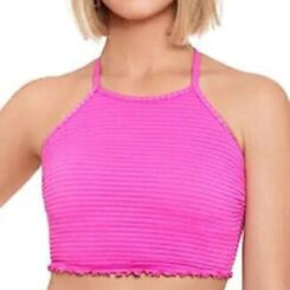 Salt + Cove Womens Textured Smocked Bikini Top, AZALEA PINK, L